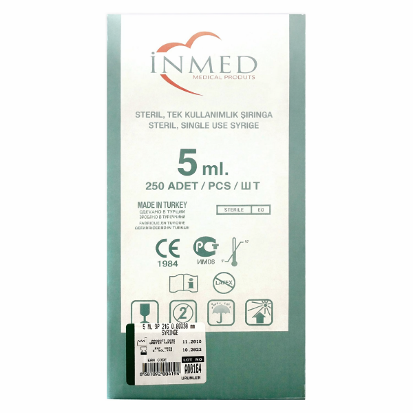 Inmed Enjektör 5 cc 3 Parça Yeşil - 1000'li Koli